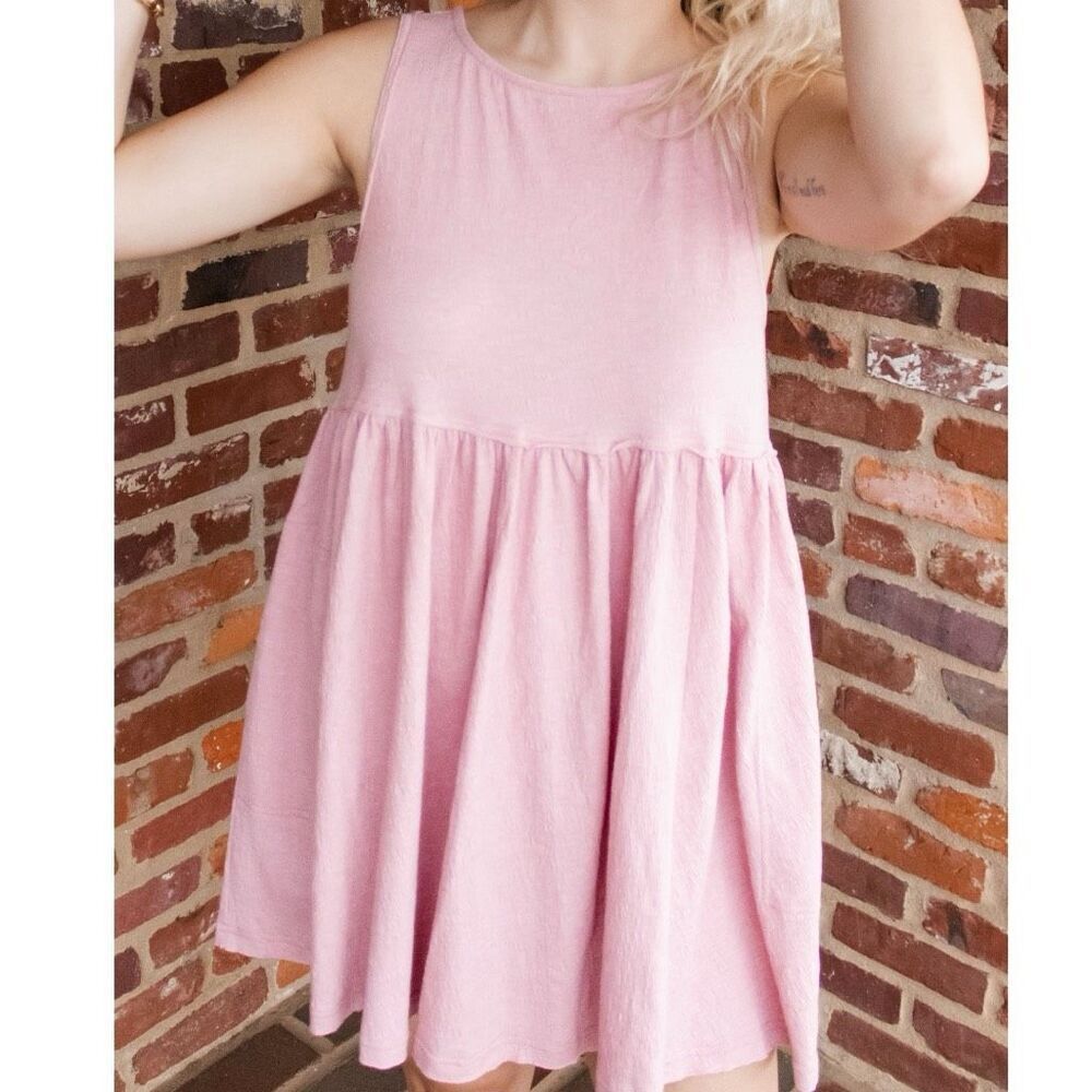 Blush Pink Babydoll Mini Dress Pockets Sleeveless | AEMI+CO | Large NWT - Picture 7 of 16